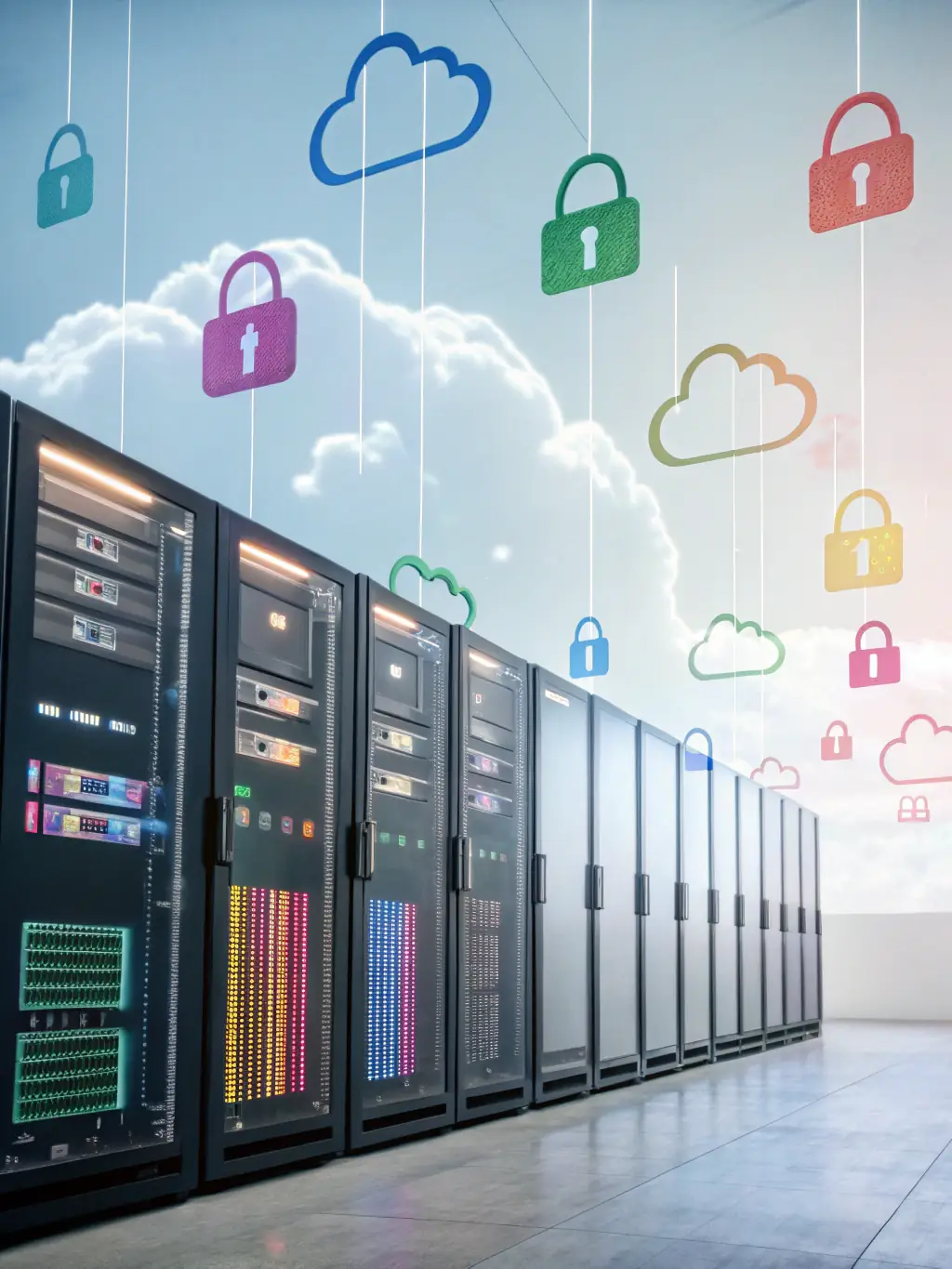 An image illustrating secure cloud environments and data protection in the cloud, highlighting cloud security services.